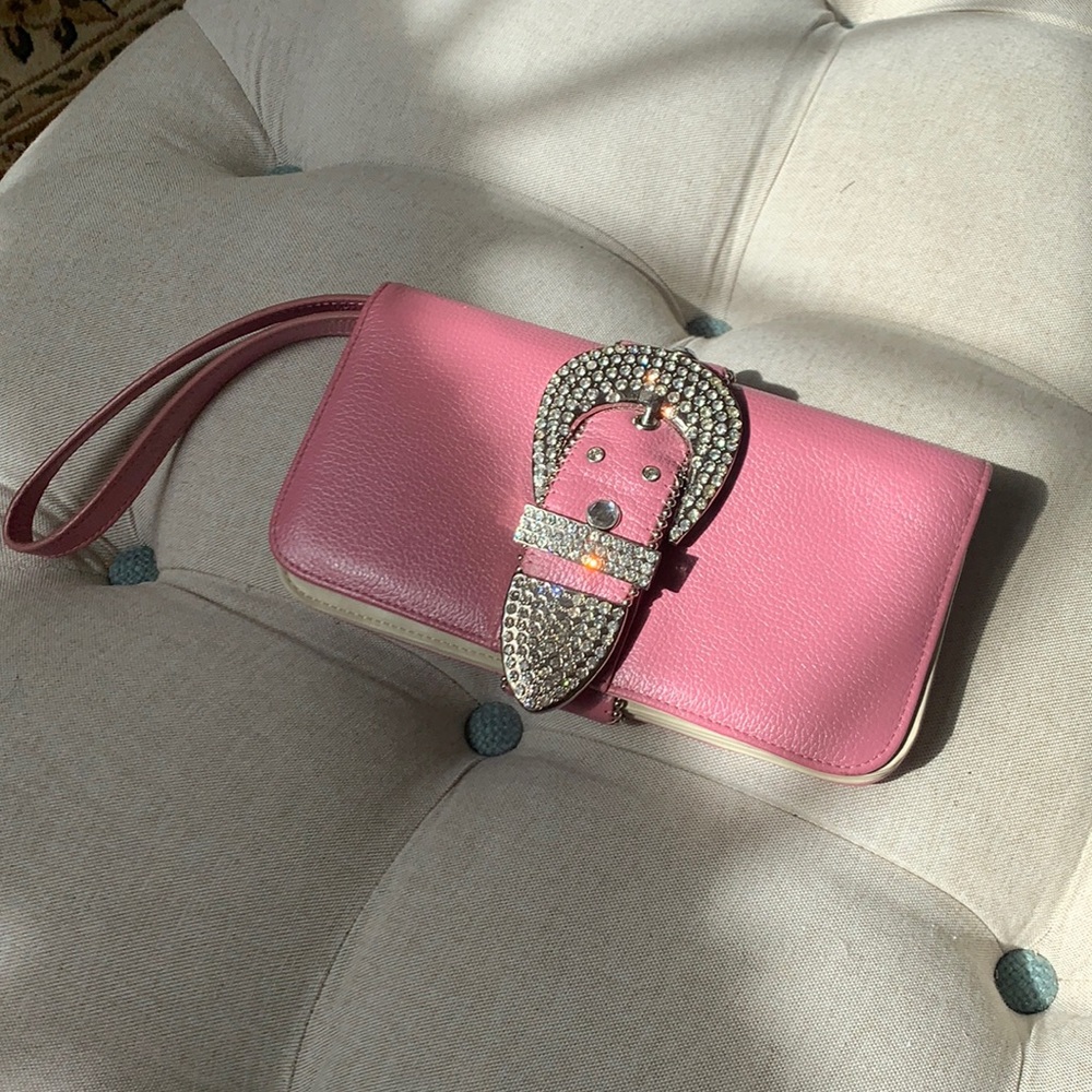 Charm and Luck pink clutch crystal accents smoke free home barely used